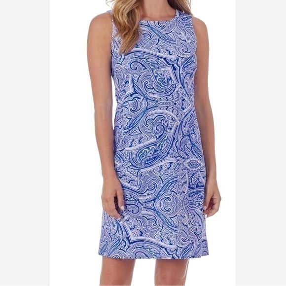 Jude Connally Beth Dress In Tonal Paisley Sapphire Size S Color Blue/White